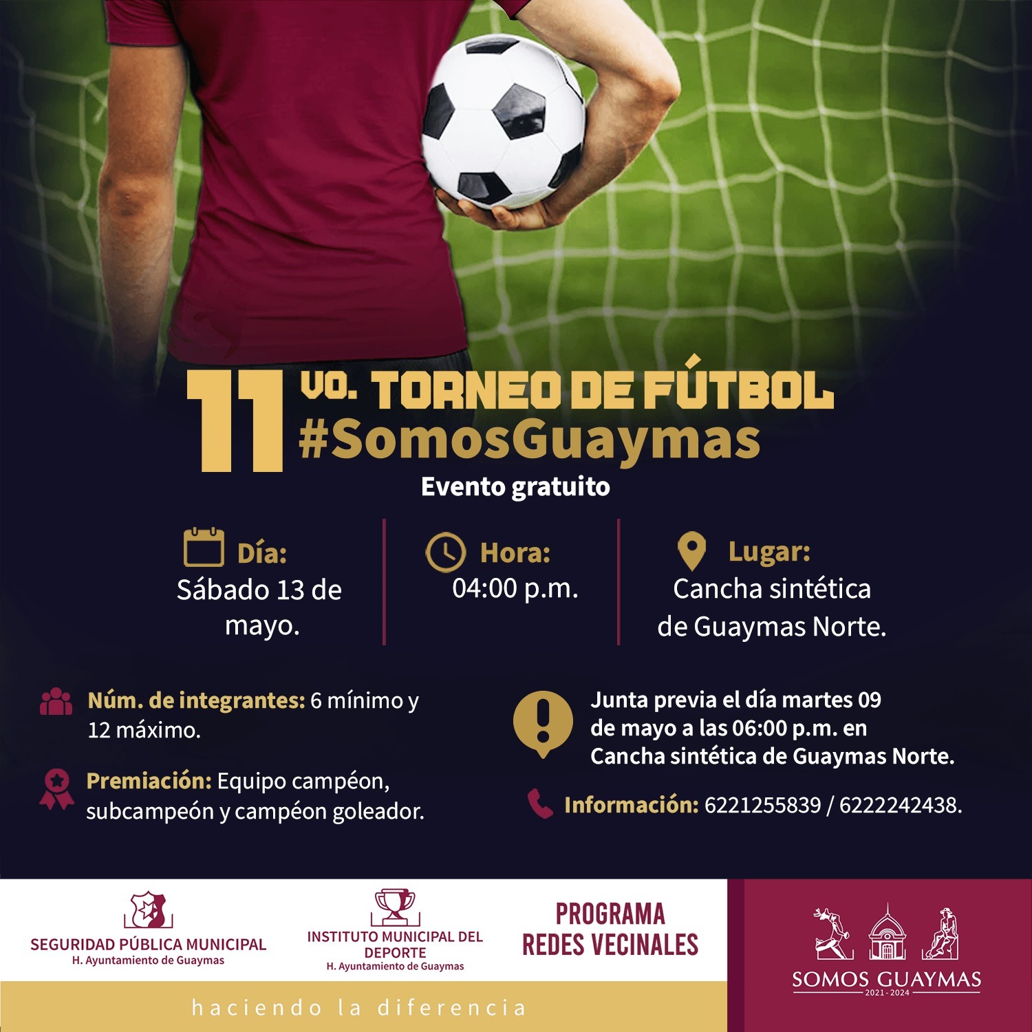 Convoca Ayuntamiento de Guaymas a 11vo Torneo de Fútbol #SomosGuaymas’.